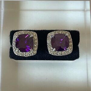 New Sterling Silver and Amethyst CZ Earrings